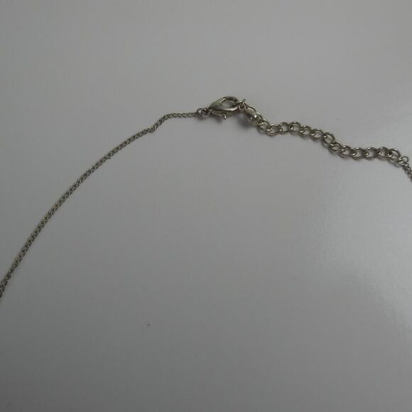 A Letter Alphabet Rhinestone Cursive Initial Name Silver Tone Pendant Necklace - Picture 7 of 9